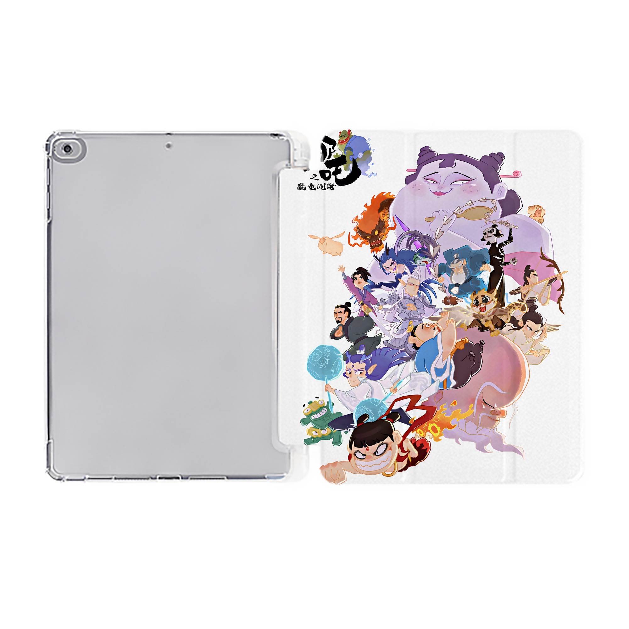 （画像用） Ne Zha 2 ナタ 魔童の大暴れ IPad ケース ペン収納付き 三つ折りスタンド PUレザー×シリコン 対応機種9.5/10.5/10.9インチ